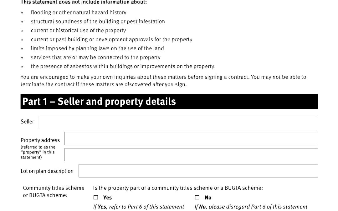 Form 2 Seller Disclosure Statement